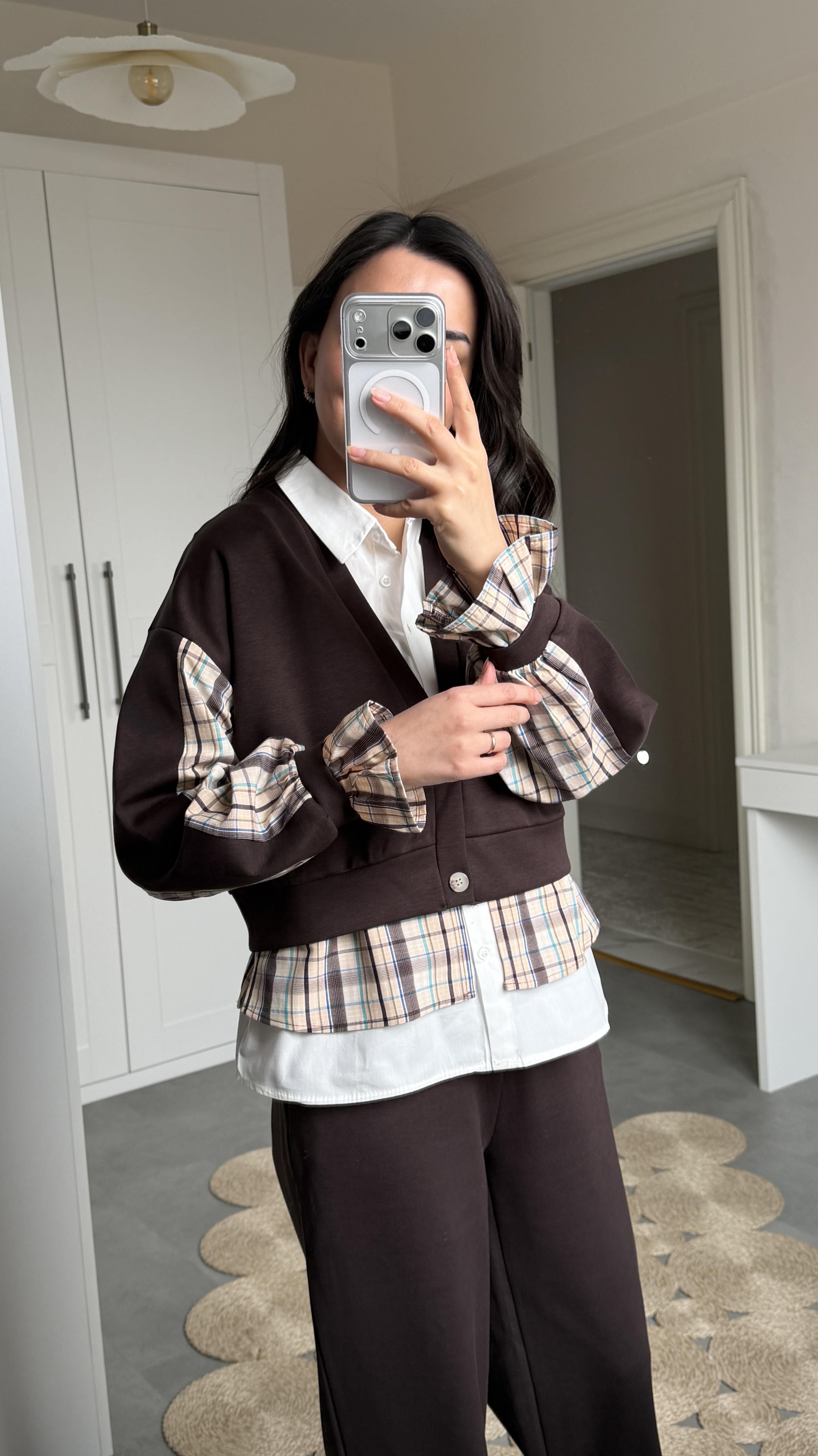 Gömlek Detaylı 3Lü Takım - Kahve