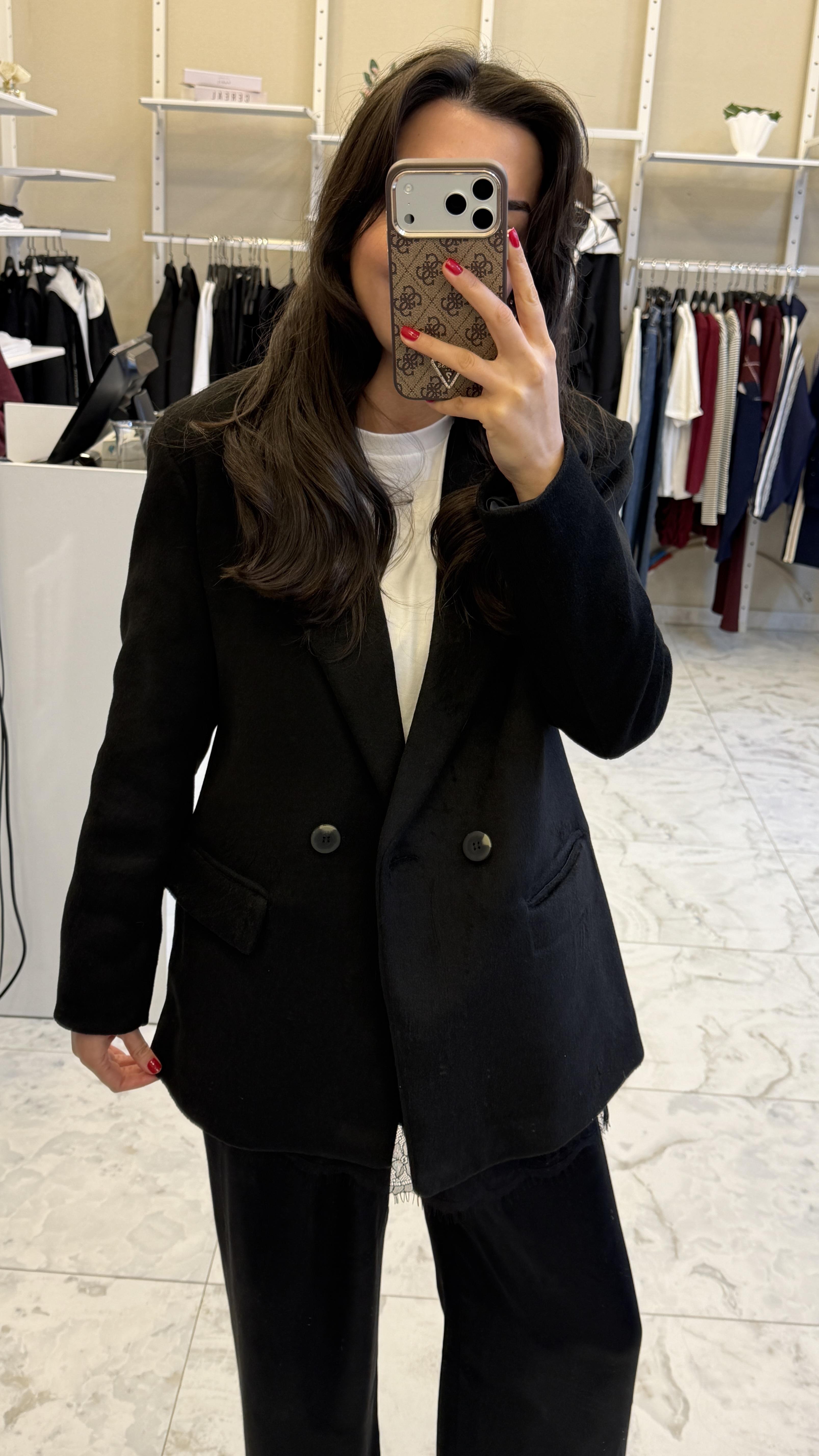 Kaşe Blazer Ceket - Siyah