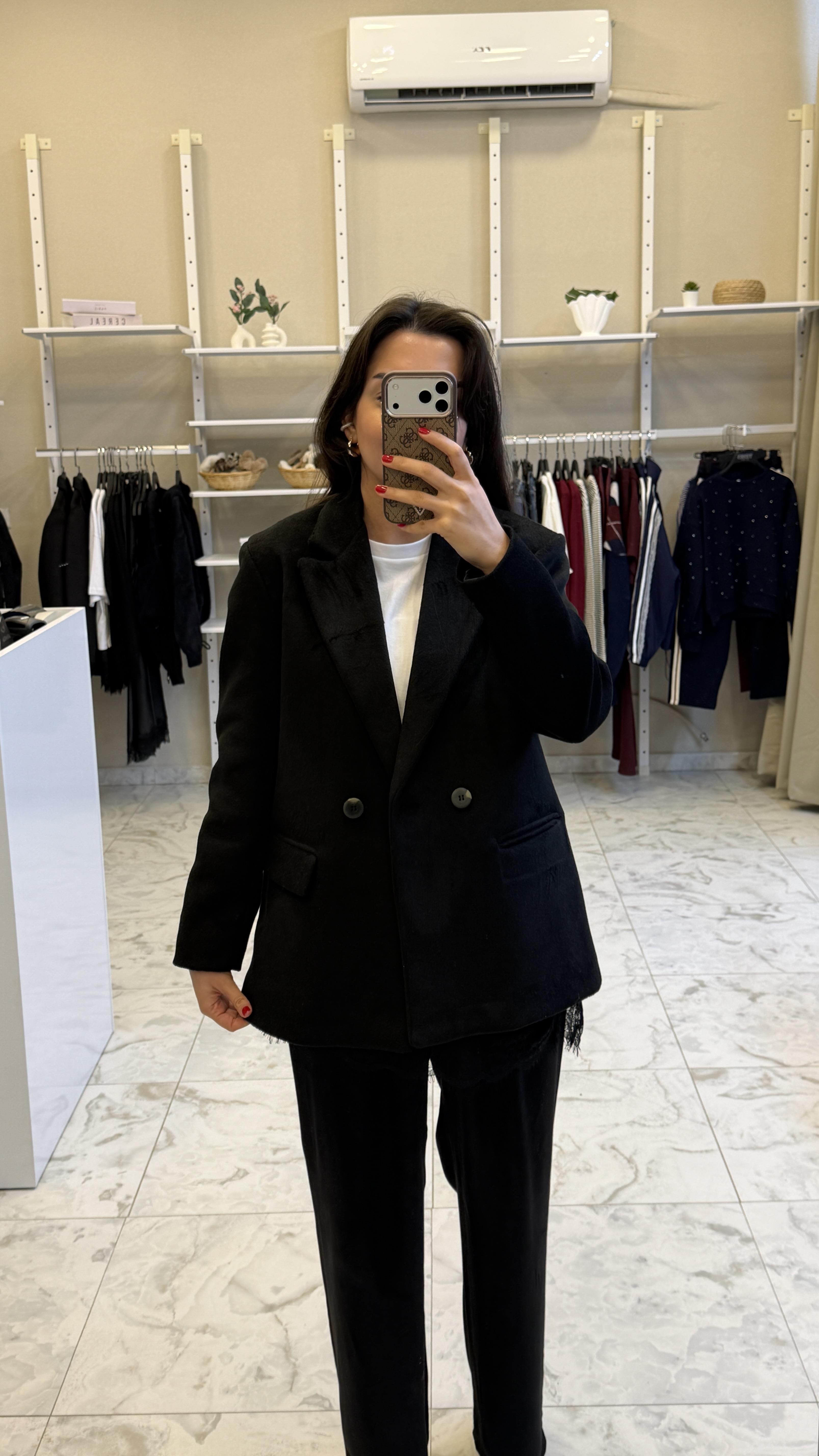 Kaşe Blazer Ceket - Siyah