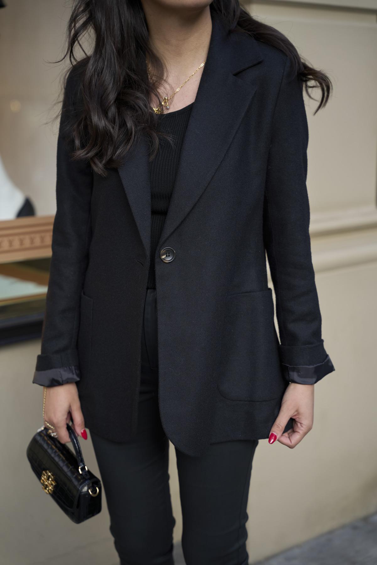 Kaşe Klasik Blazer Ceket - Siyah
