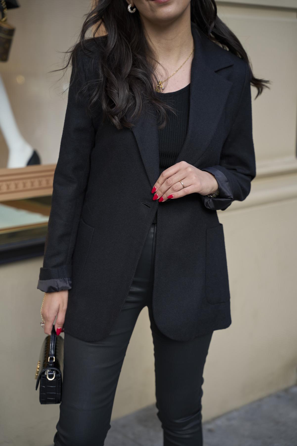 Kaşe Klasik Blazer Ceket - Siyah