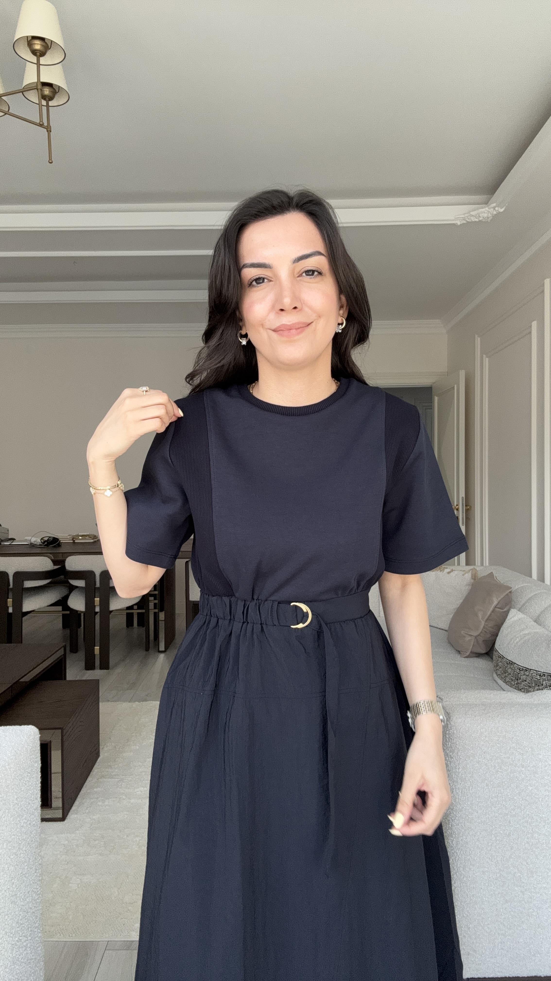Kemer Detayı Midi Elbise - Laci
