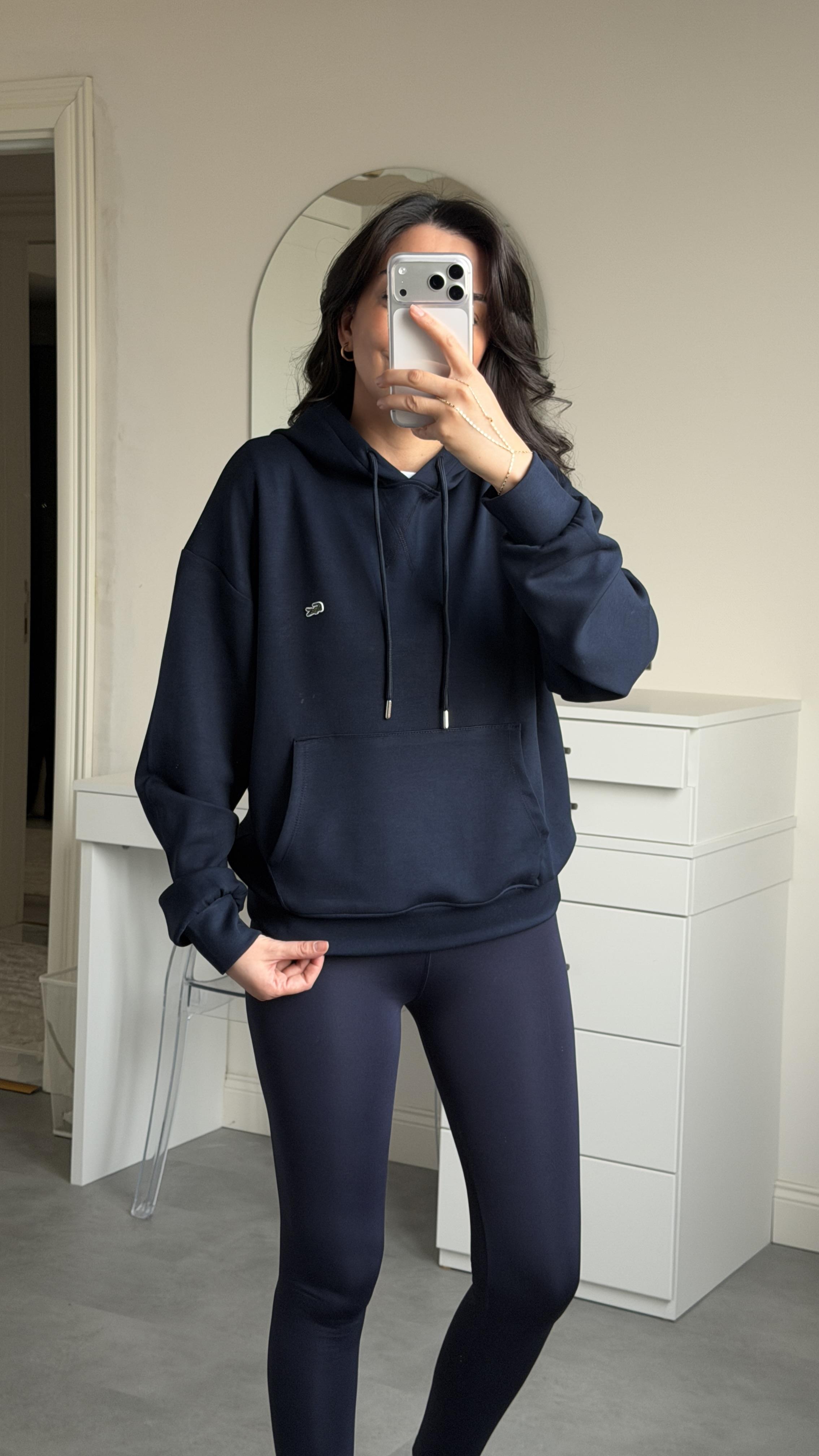 Lacste Kapüşonlu Sweat - Lacivert