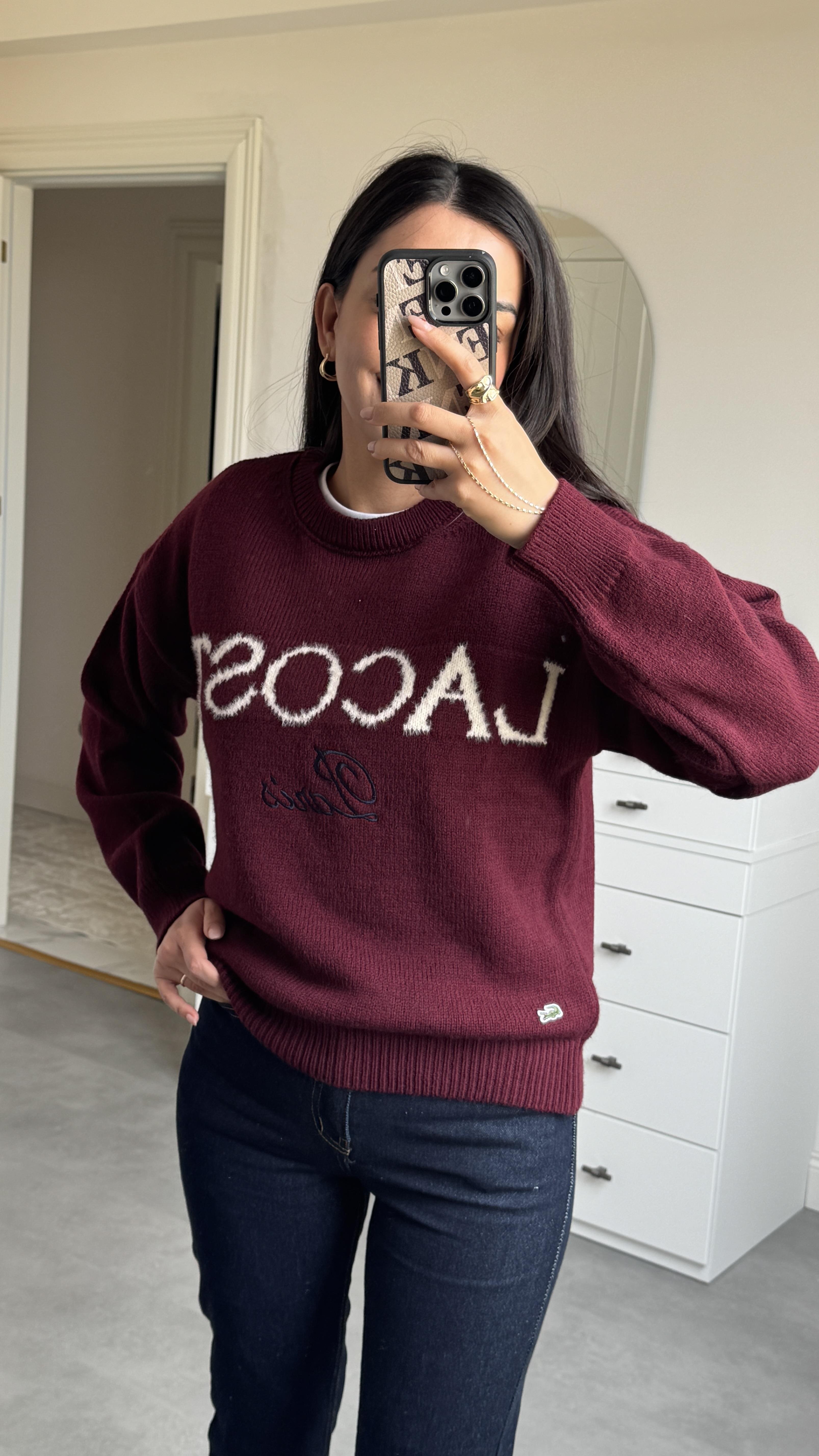 Lacste Yazılı Kazak - Bordo