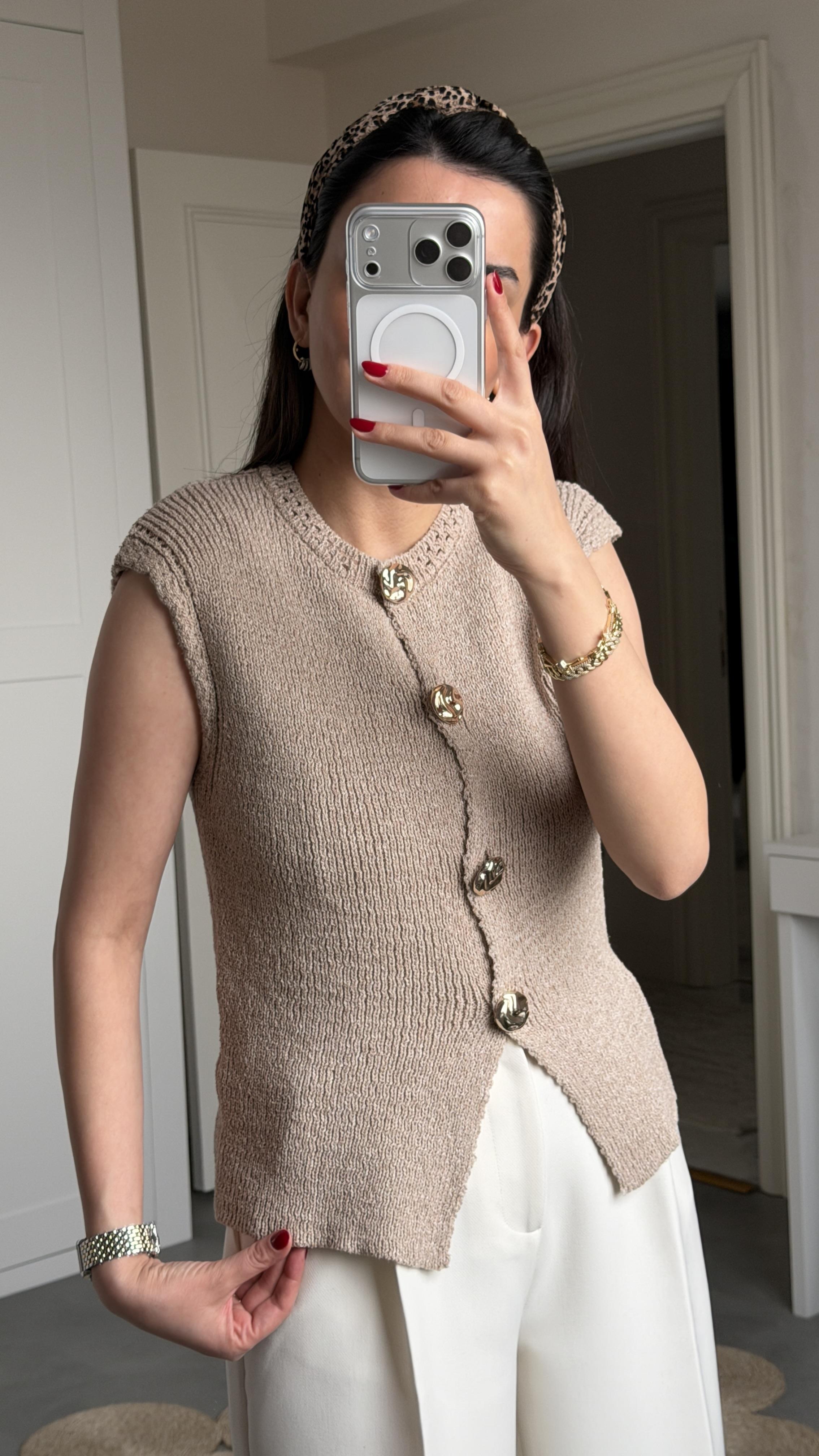 Massi Triko Yelek - Bej