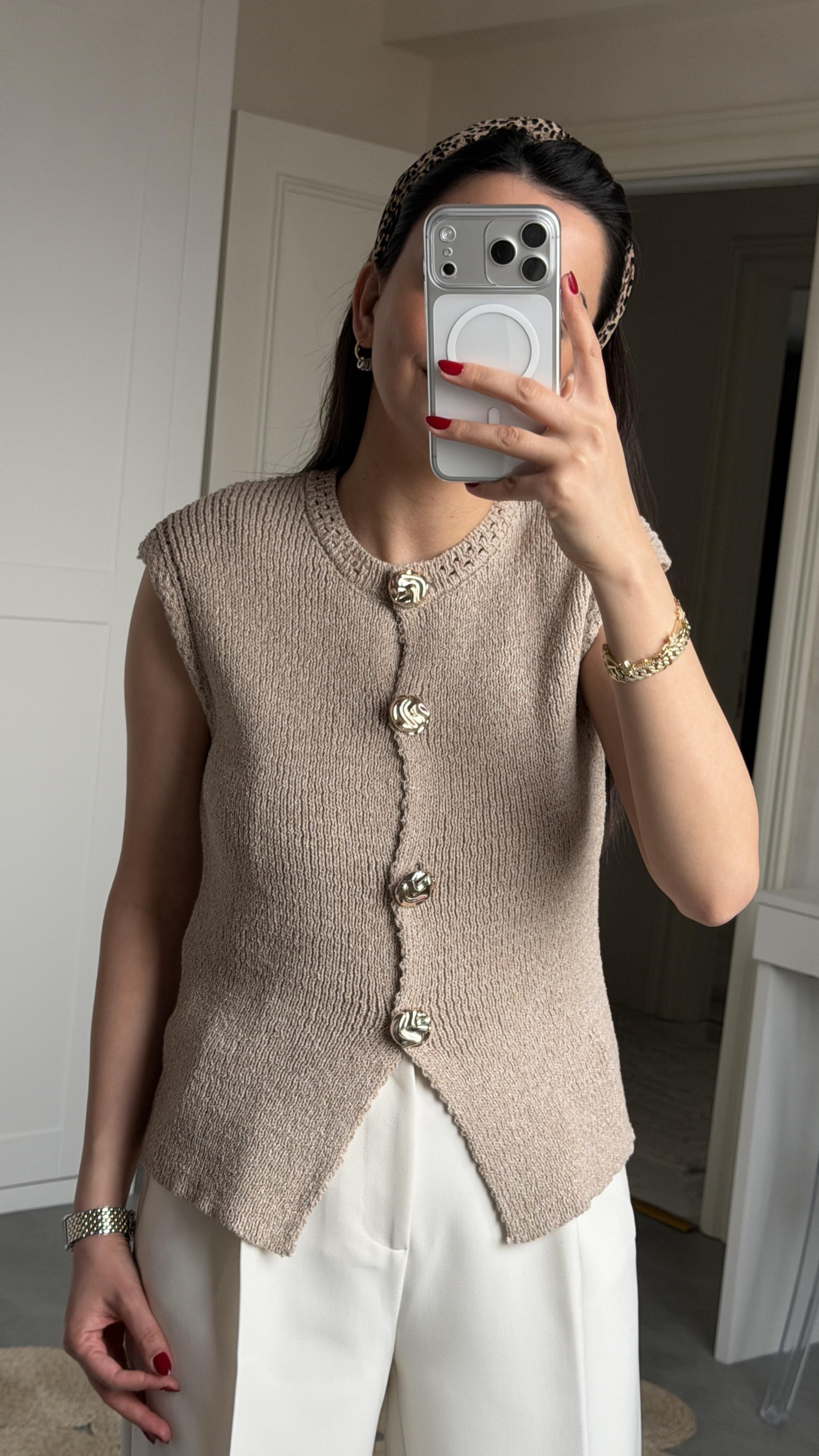 Massi Triko Yelek - Bej