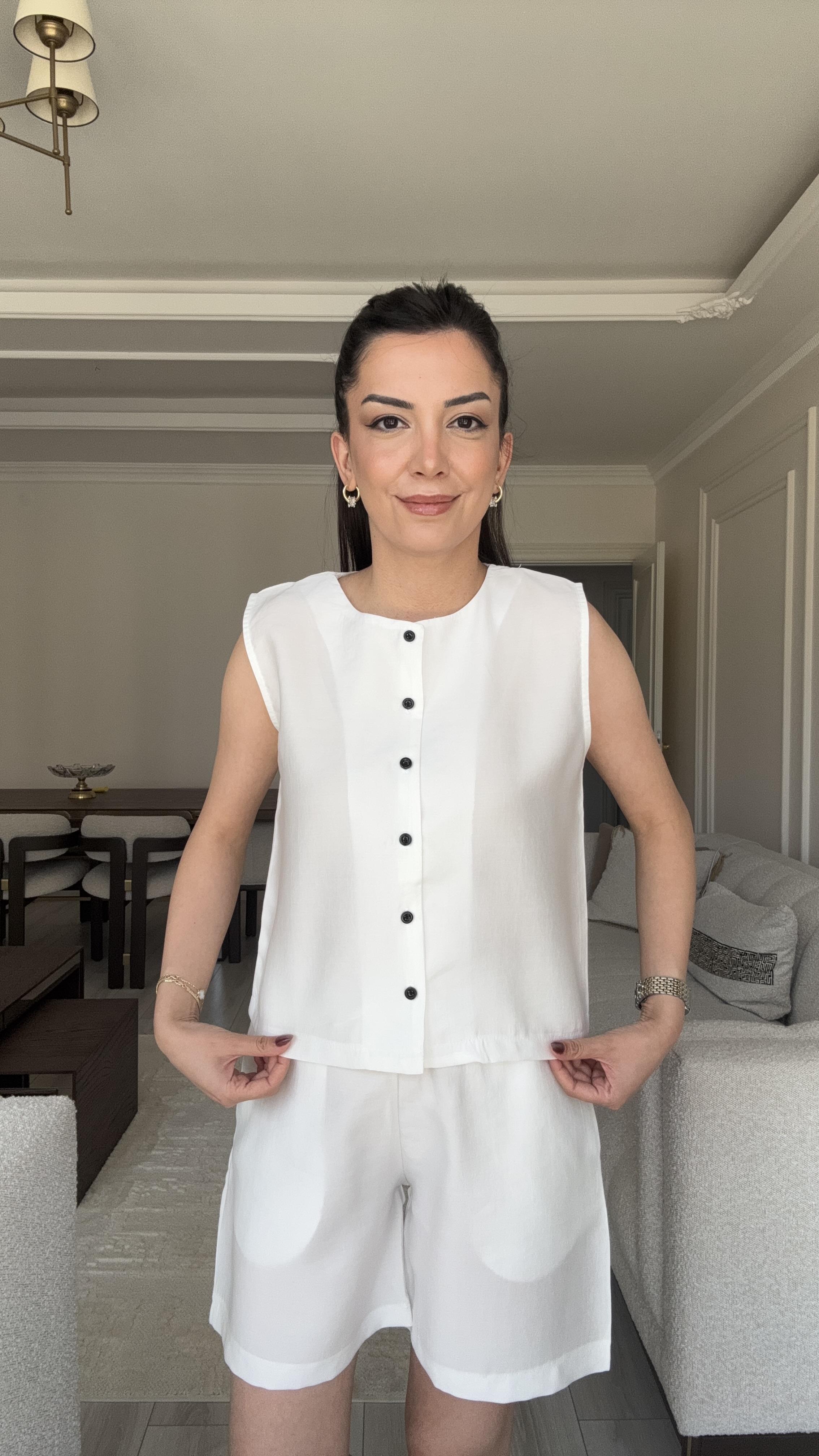 Massi Yelek Şort Takım - Beyaz