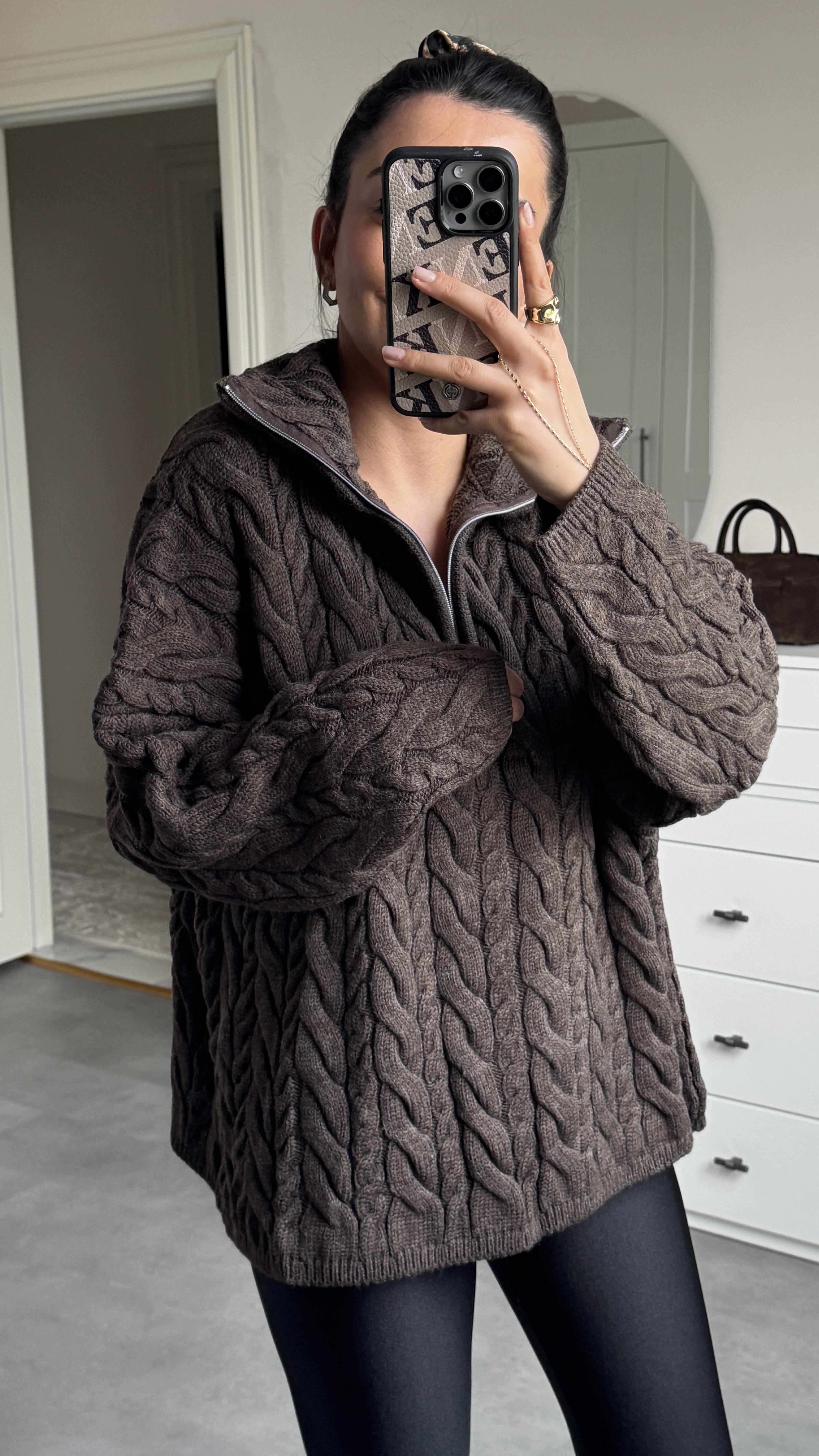 Örgü Kazak - Kahve