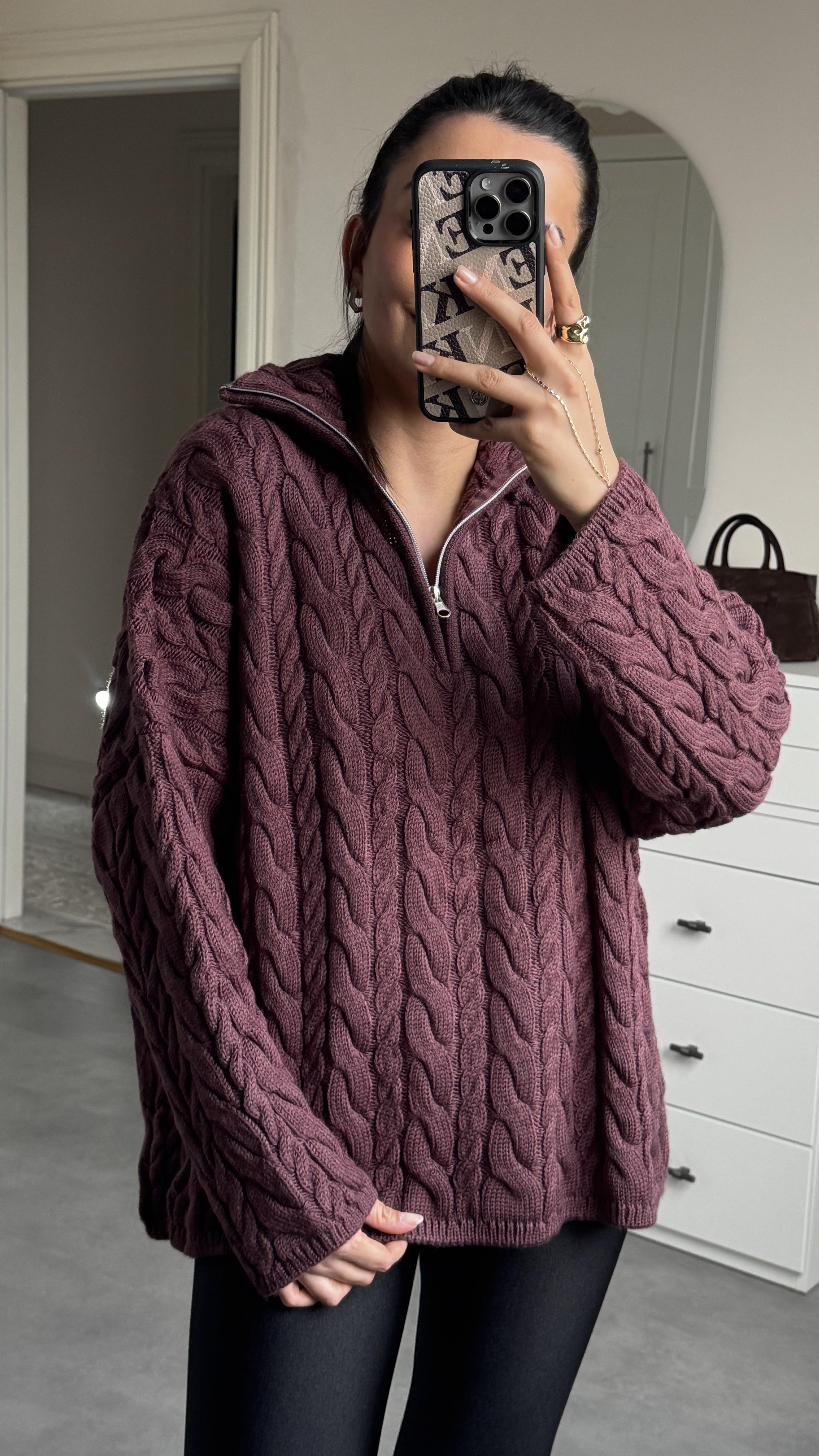 Örgü Kazak - Mürdüm