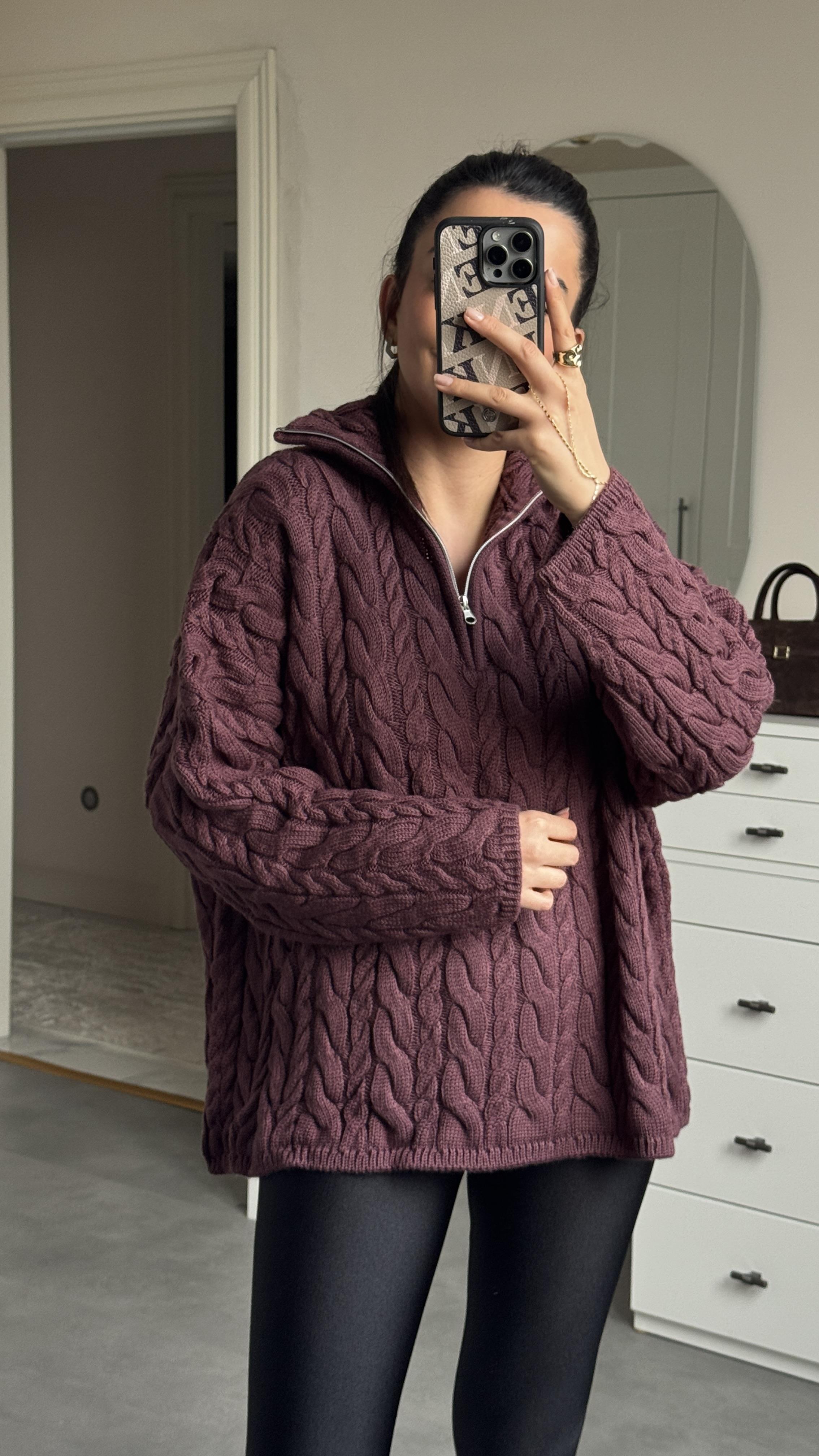 Örgü Kazak - Mürdüm