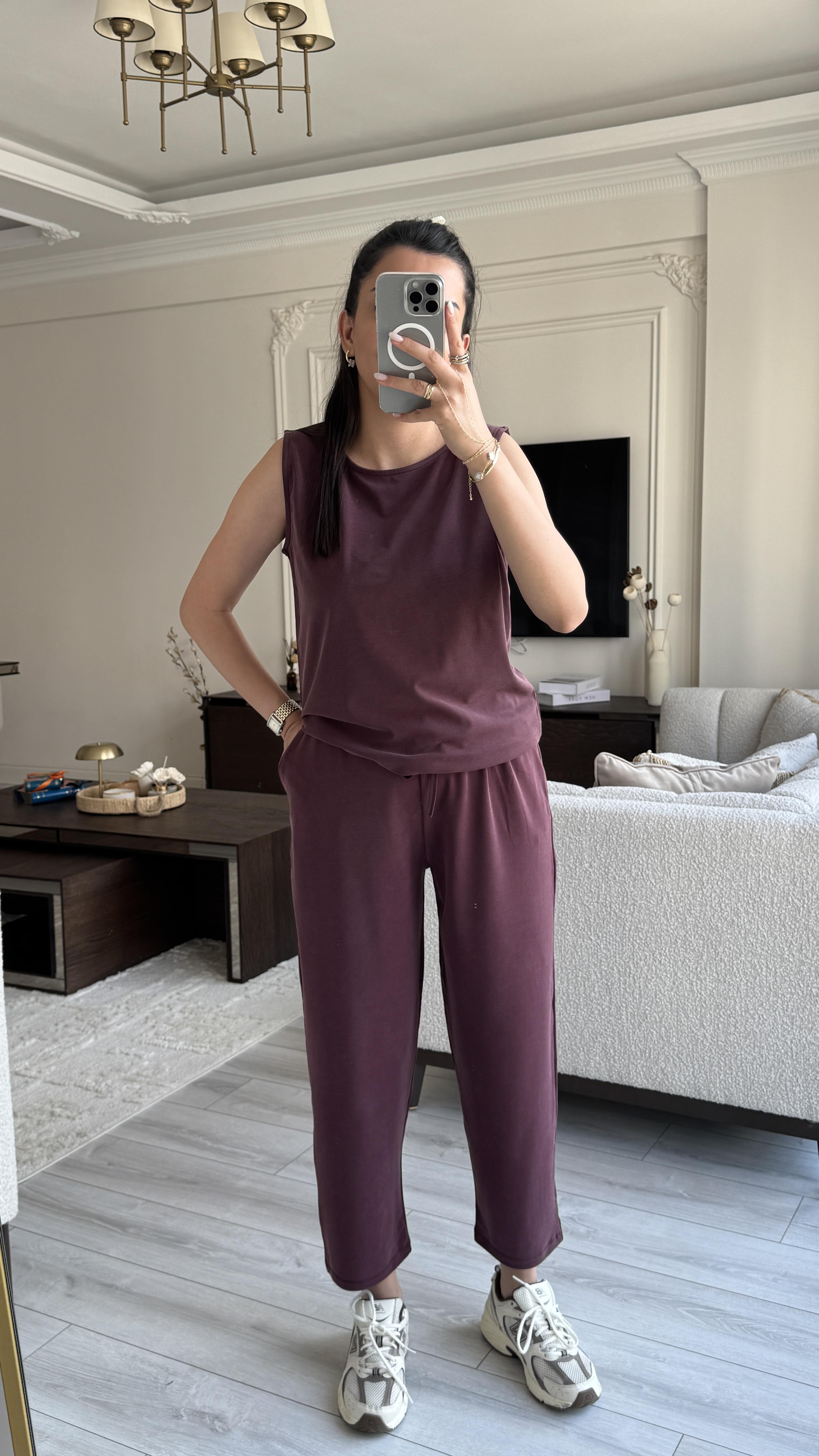 Oysh Sıfır Kol Takım - Bordo