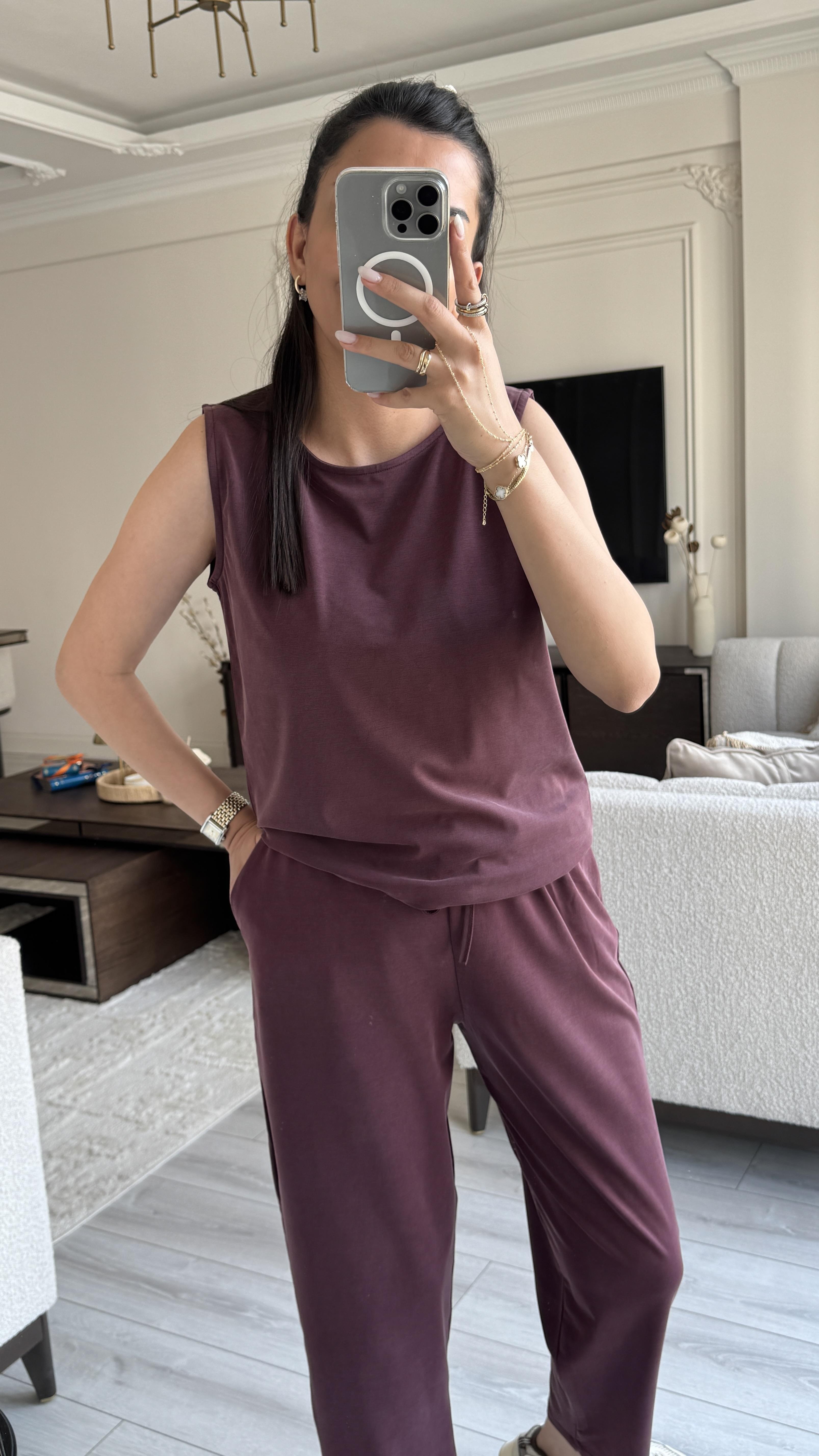 Oysh Sıfır Kol Takım - Bordo