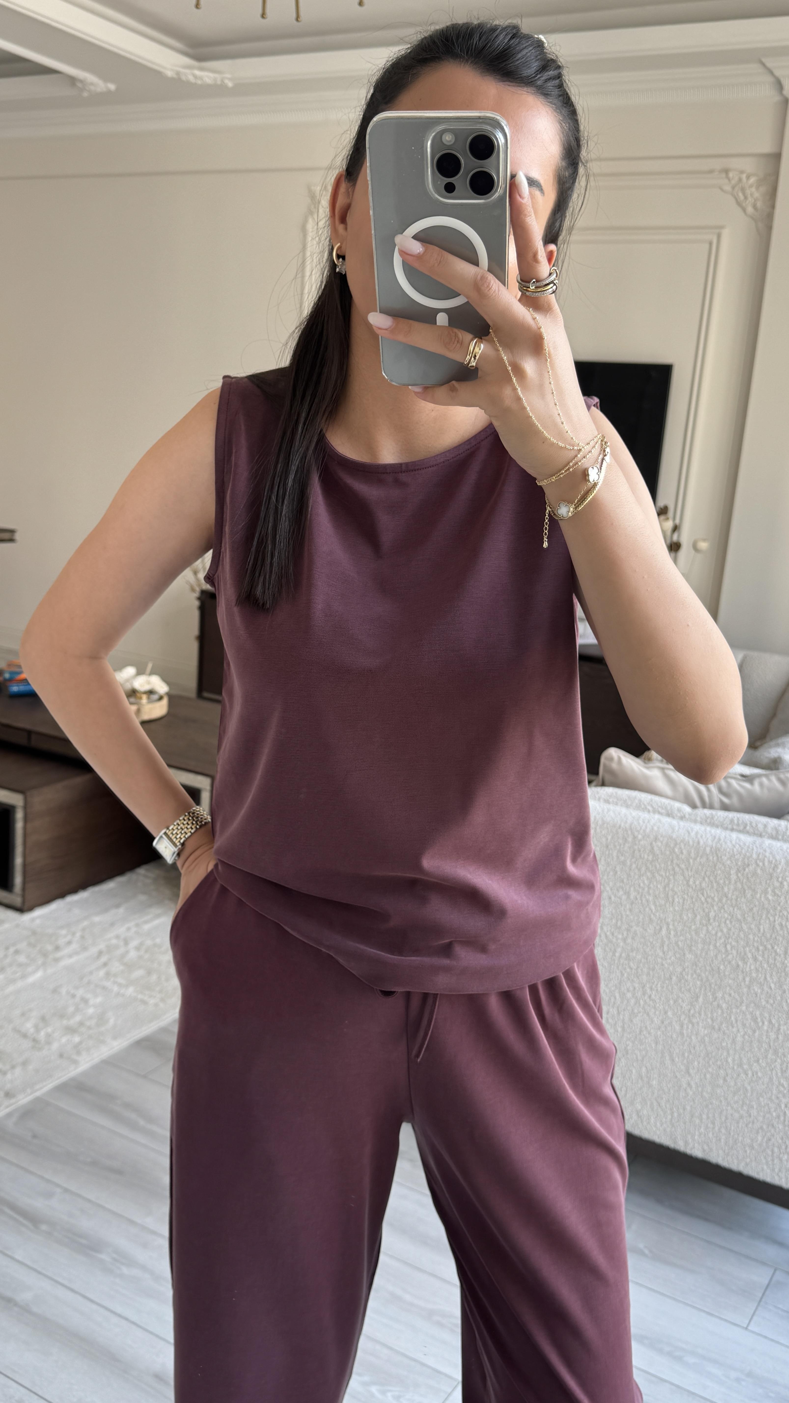 Oysh Sıfır Kol Takım - Bordo