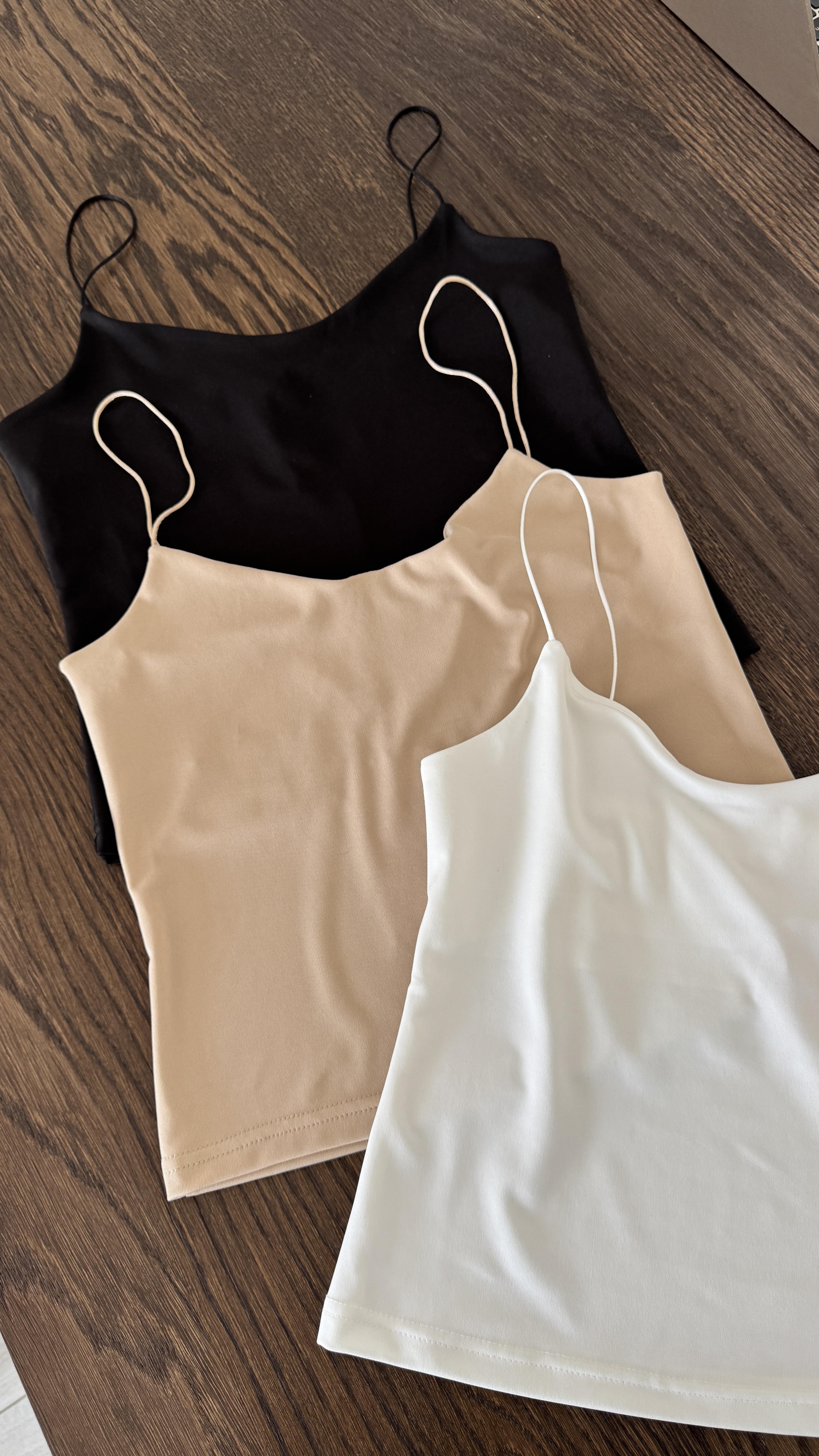 Saten Askılı Atlet - Beyaz 