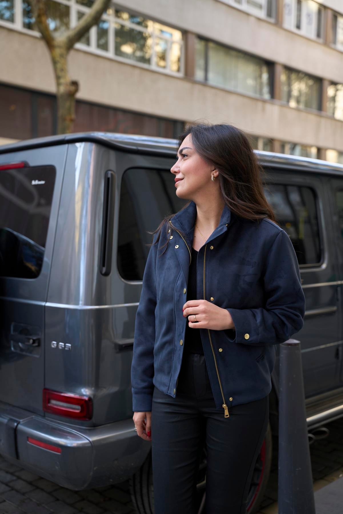 Süet Bomber Ceket  - Lacivert 