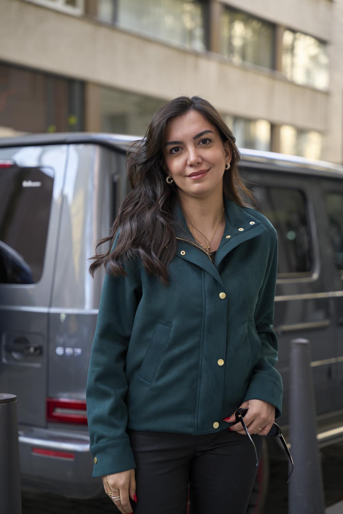 Süet Bomber Ceket  - Yeşil 