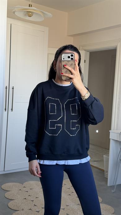 99 Yazılı Sweat Lacivert
