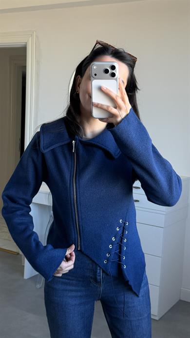 Asimetrik Kesim Hırka - Lacivert