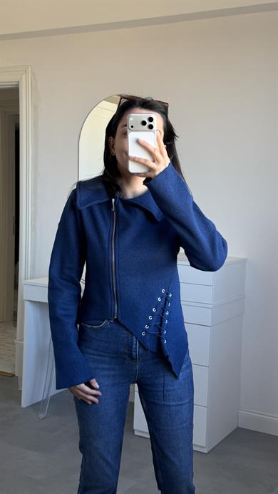 Asimetrik Kesim Hırka - Lacivert