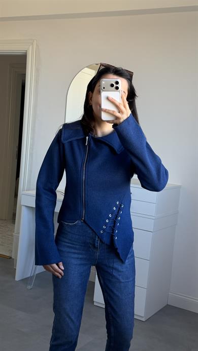 Asimetrik Kesim Hırka - Lacivert