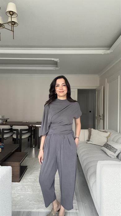 Asimetrik Kesim Takım - Gri