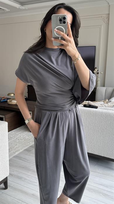 Asimetrik Kesim Takım - Gri