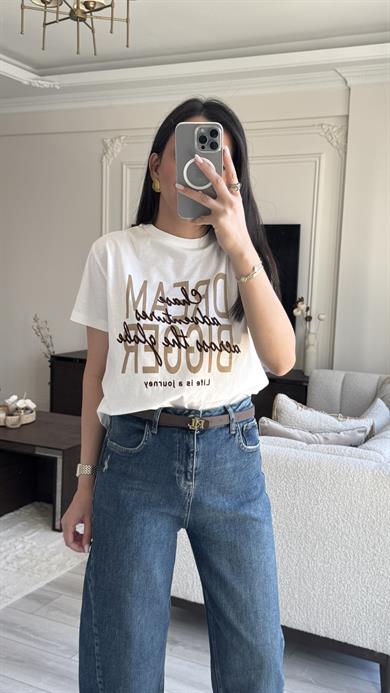 Baskılı Kahve Desenli Tshirt