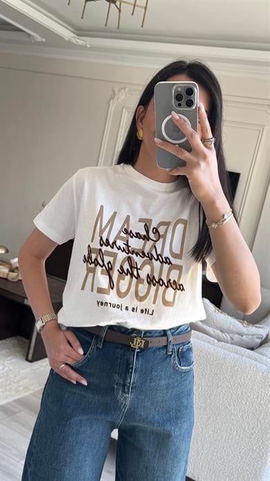 Baskılı Kahve Desenli Tshirt