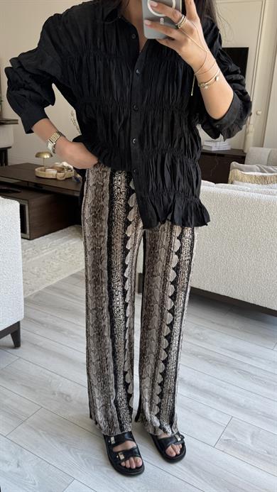 Desenli Siyah Pantolon 