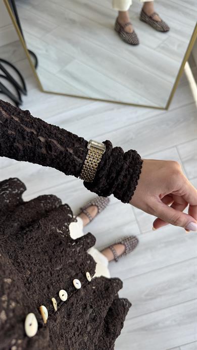 Dilvin Dantelli Verev Bluz - Kahverengi