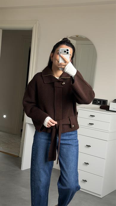 Dilvin Kahverengi Hırka & Mont