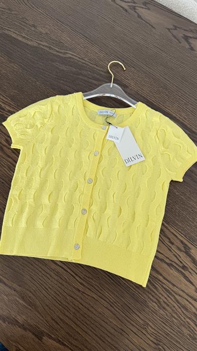 Dilvin Kısa Kol Hırka - Sarı