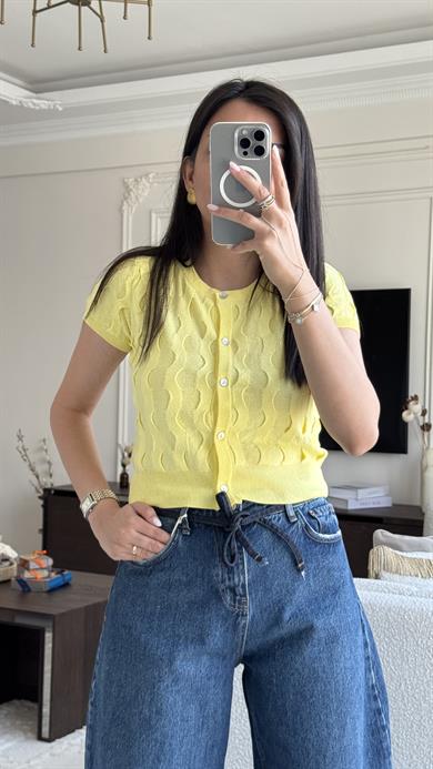 Dilvin Kısa Kol Hırka - Sarı