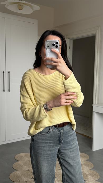 Dilvin Sarı Oversize Triko 