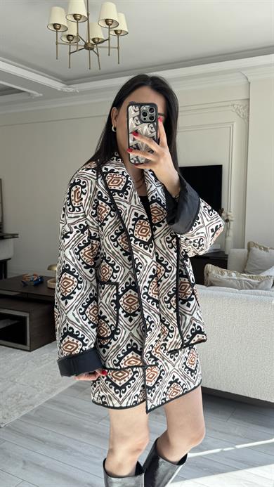 Etnik Desen Şort Etekli Takım 