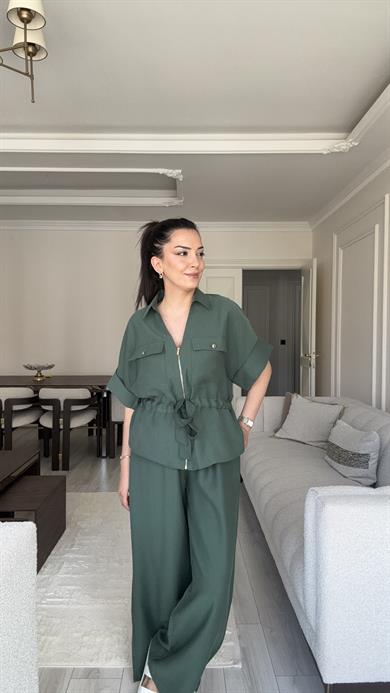 Fermuarlı Salaş Takım - Haki