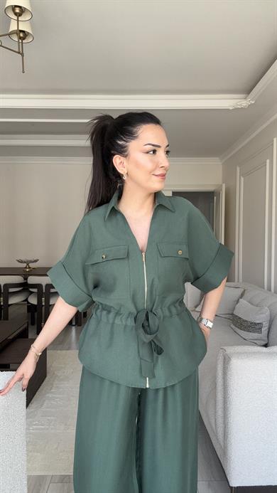 Fermuarlı Salaş Takım - Haki