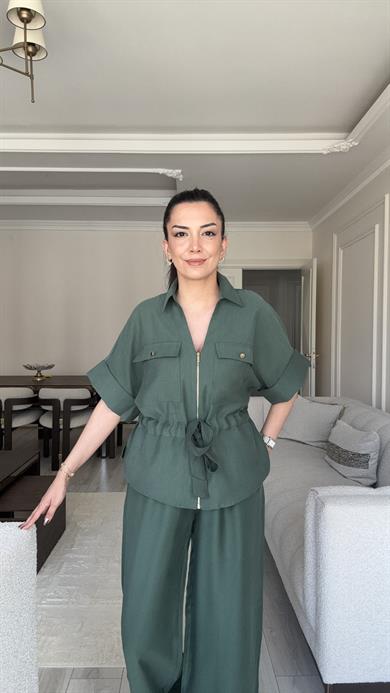 Fermuarlı Salaş Takım - Haki