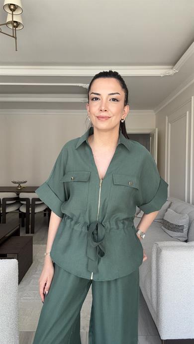 Fermuarlı Salaş Takım - Haki