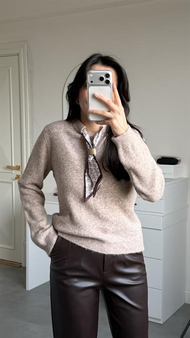 Fular Detaylı Basic Kazak - Vizon