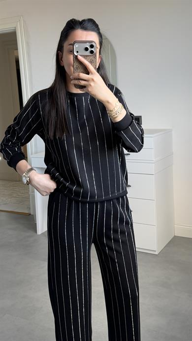 Full Taşlı Modal Takım - Siyah