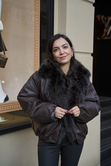 İthal Kürklü Çift Taraflı Şişme Mont 