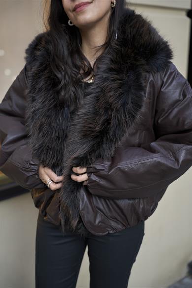 İthal Kürklü Çift Taraflı Şişme Mont 