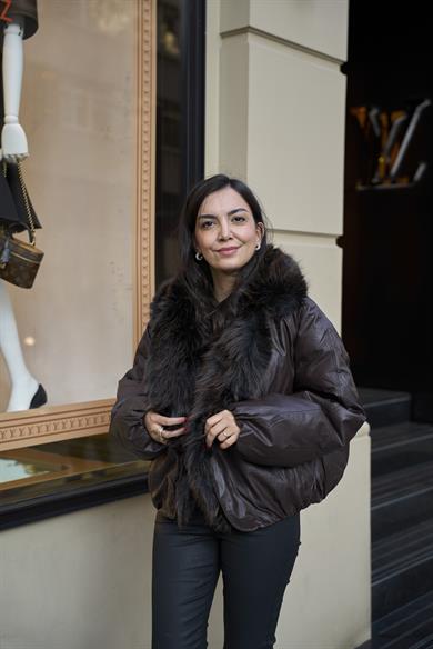 İthal Kürklü Çift Taraflı Şişme Mont 