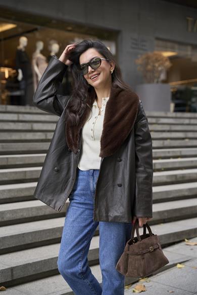 İthal Kürklü Kruvaze Mont 