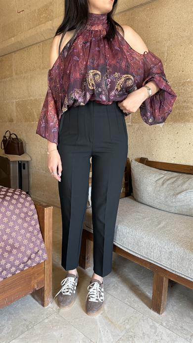 Karol Filetolu Pantolon - Siyah 