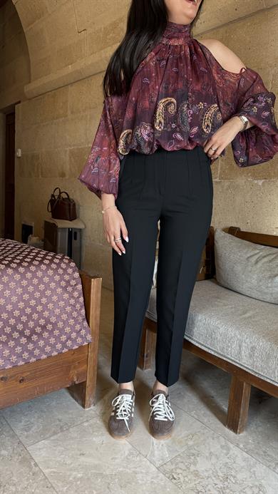 Karol Filetolu Pantolon - Siyah 