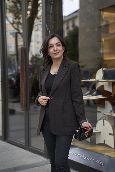 Kaşe Klasik Blazer Ceket - Kahve 