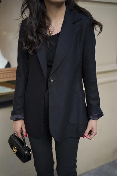 Kaşe Klasik Blazer Ceket - Siyah