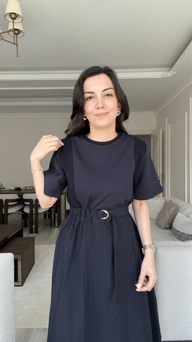 Kemer Detayı Midi Elbise - Laci